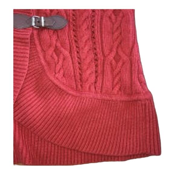 Talbots Lambswool Blend Cardigan shawl collar leather front closing size medium - Picture 8 of 10